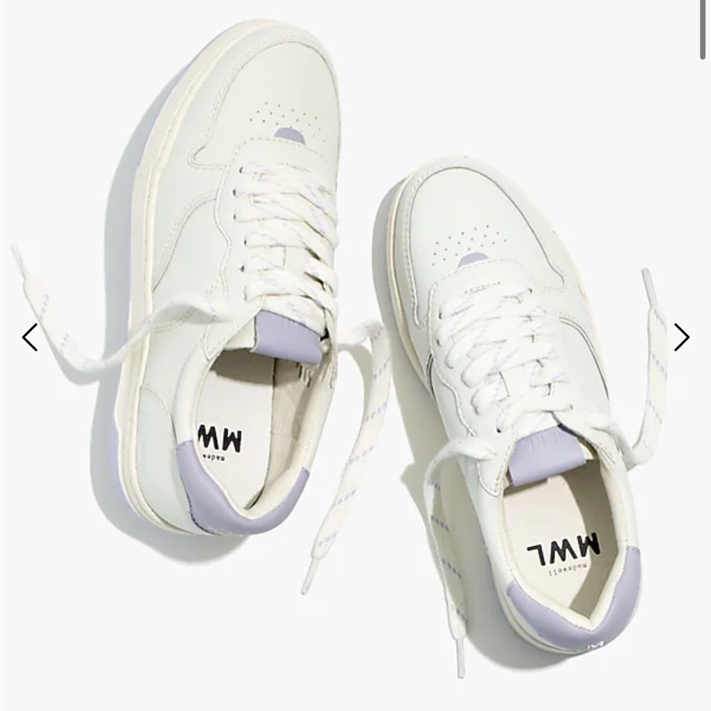 Madewell MWL Court Low-Top Sneakers in White and Purple, size 8